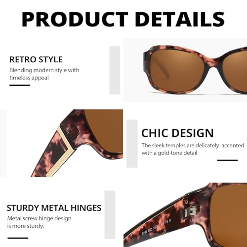 LVIOE Polarized Sunglasses for Women Fashionable Wrap Around Sunglasses with UV400 Protection LS62024