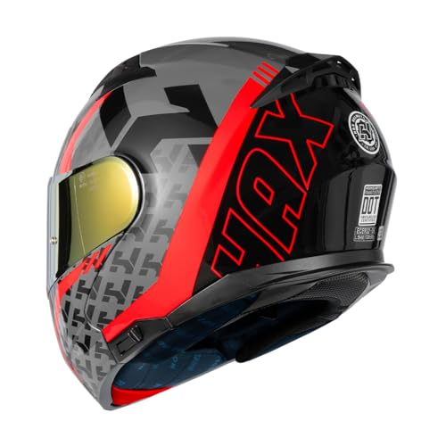 Image of HAX Modular Flip-Up Dual Visor Motorcycle Helmet Adult DOT /ECE Approved | Lightweight, Comfortable, and Stylish Helmet for Men and Women - Amatista Series Wind Red XL