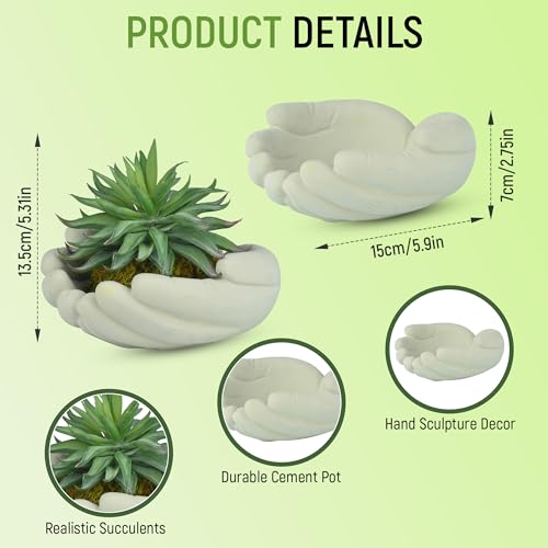 Hisow Small Artificial Plants, Mini Succulent Plants with Cute Plant Pot, Artificial Succulents in Pots for Office Desk Decor and Bedroom Kitchen Bathroom Plants Decor (B) by Hisow - Image 2