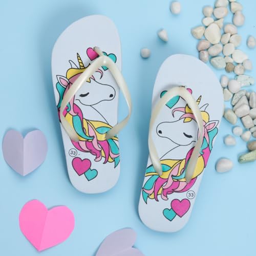 Image of Yellow Bee Unicorn Thong Slippers for Girls - Pink, Cool Summer Slippers for Home, Cute Slippers /Chappals for Girls Wearing at Home or Playing, Non-Slip and Lightweight Slippers