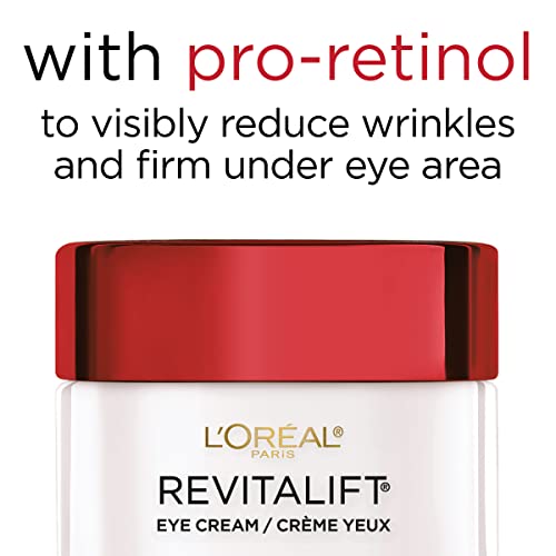 Loreal L'Oreal Paris Skincare Revitalift Anti-Wrinkle and Firming Eye Cream with Pro Retinol, Treatment to Reduce Dark Circles, Fragrance Free, 0.5 oz