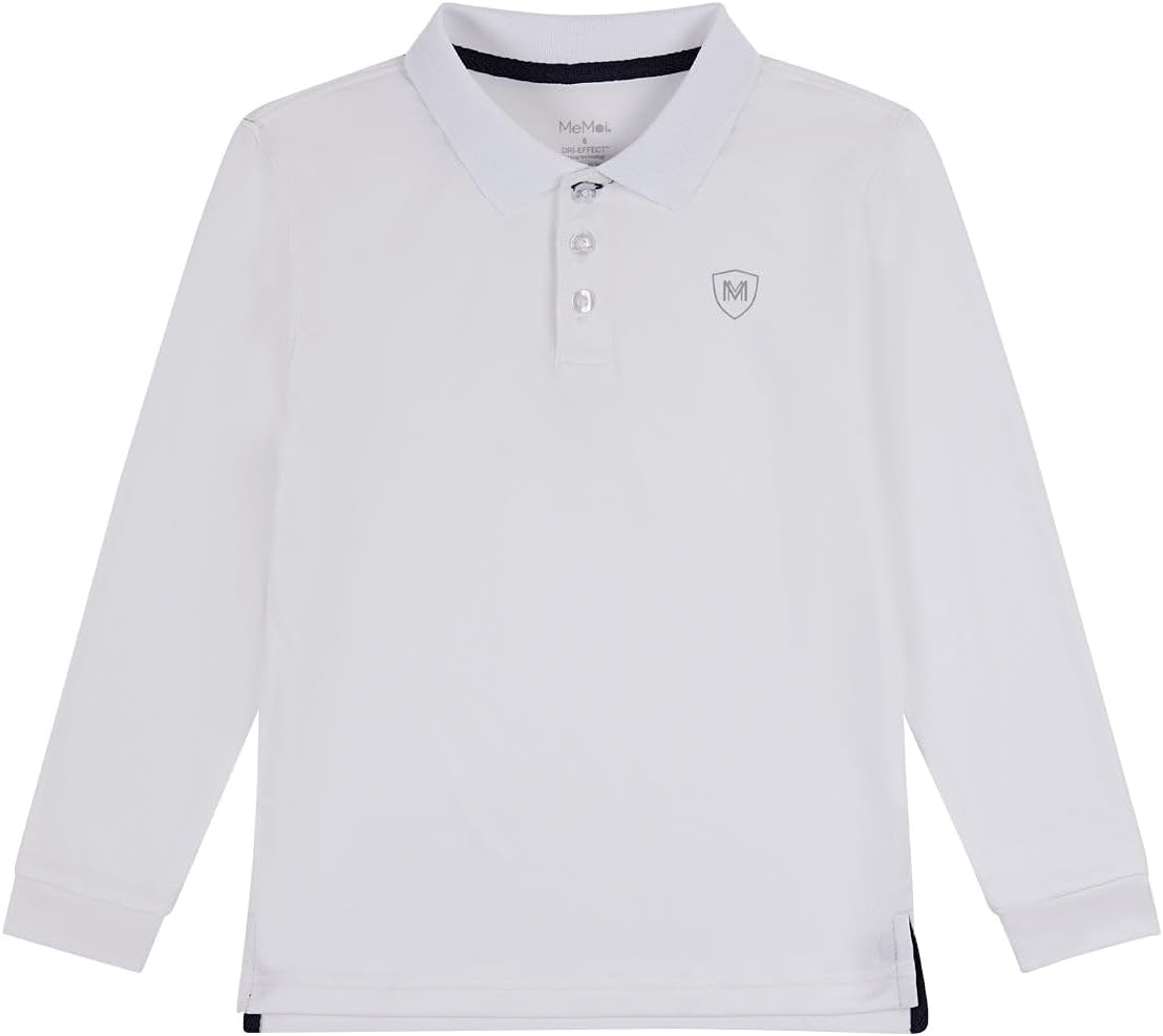MeMoi Boys Silky Soft Dri-Effect Moisture Wicking Long Sleeve Polo Shirt