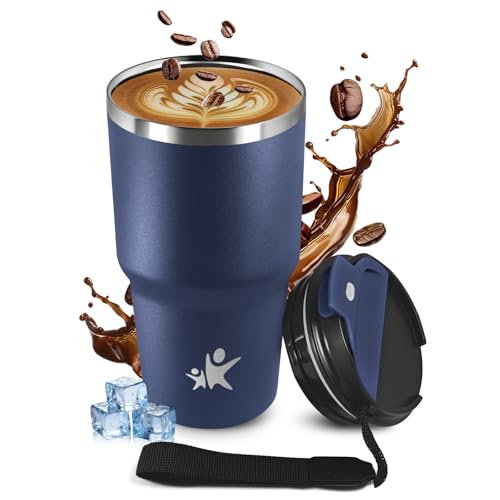KollyKolla Termo 600ml, Termo in Acciaio Inossidabile con Doppia Pared Aislante, Riutilizzabile, Privo di BPA, Tazza Termica Portatile a Doppia Pared con Coperchio, per Ciclismo, Ufficio, Caffè