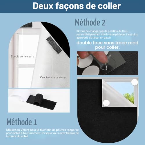 Store Occultant sans Perçage, Store Occultant Tissu Isolation pour Fenêtre de Toit - Protection Solaire Film Occultants Fenetres Portable pour Bébé Chambre (400 * 148CM) – vue 4