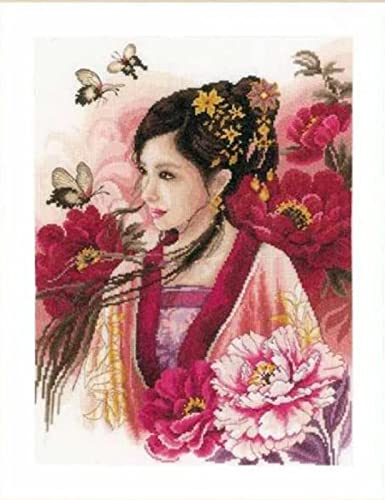 Kit broderie point de croix imprimé 11CT Costume Femme Fleur 40x50cm