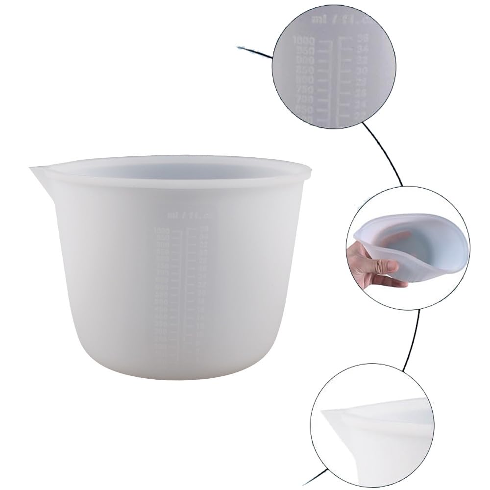 Lot de 3 gobelets de mesure en silicone et résine époxy, 100/250/500 millilitre, mélangeurs réutilisables Lot de 3 gobelets de mesure en silicone et résine époxy, 100/250/500 millilitre, mélangeurs réutilisables