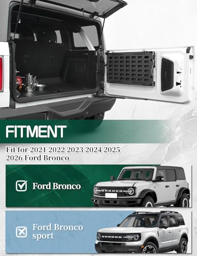 Image of JROAD Bronco Double Layer Tailgate Table for 2021 2022 2023 2024 2025 2026 Ford Bronco 2 /4 Door Rear Foldable Cargo Shelf Storage Shelf MOLLE Panel Bronco Accessories