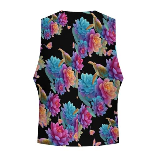 Sea Turtle Floral Men's Suit Vest Slim Fit Business Dress Party Pattern Waistcoat Vest Top4