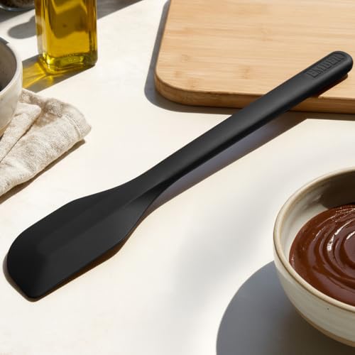 Image of Ember Cookware Silicone Scraper Spatula 26.5 cm | 230C Heat Resistant | Platinum Grade Food Safe Spatula for Cooking, Mixing & Scraping | Non Scratch Seamless Unibody Design | Black