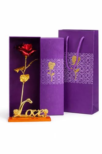 Golden Red Rose Flower Showpiece | Rose Day & Valentine Gift for ...