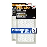 Filtrete 14x25x1 Air Filter MPR 2200 MERV 13, Healthy Living Elite Allergen, 2-Pack (exact dimensions 13.81x24.81x0.78)
