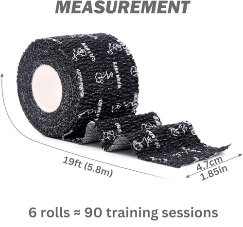 Image of WARM BODY COLD MIND 1.85 inch Weightlifting Thumb Tape - Hook Grip Tape for Powerlifting, Cross Training, Gym Tape, Workout, Weight Lifting Tape, Athletic Finger Wrap (Black 6 Rolls)