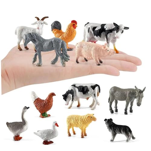 Peosaard Animaux de Ferme, Figurines de Petits Animaux, Jouets Ferme 12 pièces, Jouets Figurines d', Mini Plastique, d
