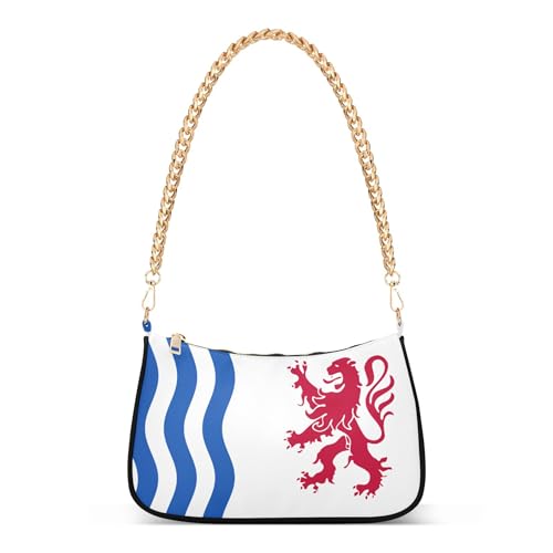 Zipper Colorful Shoulder Bag Nouvelle Aquitaine Flag Designer Handbags Fashion Womens Casual Purse Hobo with Chain Strap