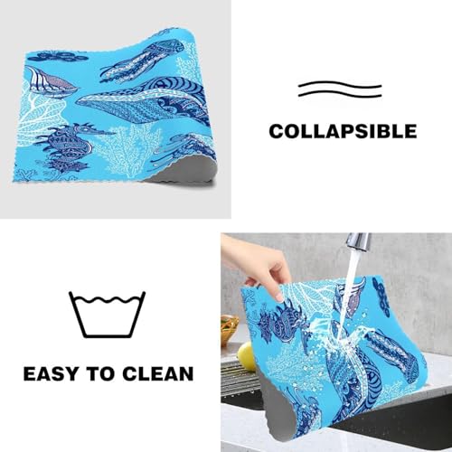 Set de table antidérapant lot de 6 bleu baleine lavable 30x45 cm - 5