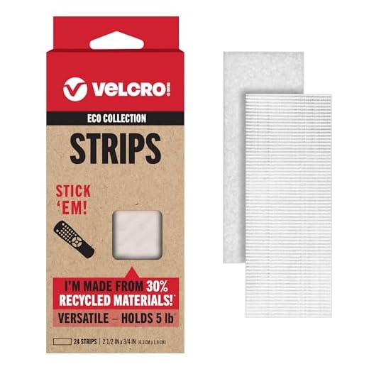 VELCRO Brand ECO Collection | 24 Sets | Stick'EM Hanging Strips with Adhesive | Easy Mounting | 2-1/2in x 3/4in, White with Sticky Back