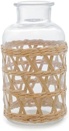 WOLFF - Vaso de Vidro e Fibra Natural 10cm x 19,5cm