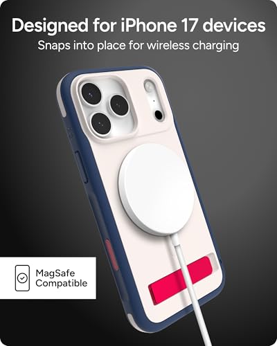 Image of ZAGG Sedona Snap Case with Kickstand for iPhone 17 Pro Max - Red Light & Blue, Drop Protection (13ft /4m), Multi-Layer Protection, with Camera Button, MagSafe Phone Case with Impact-Absorbing Bumpers