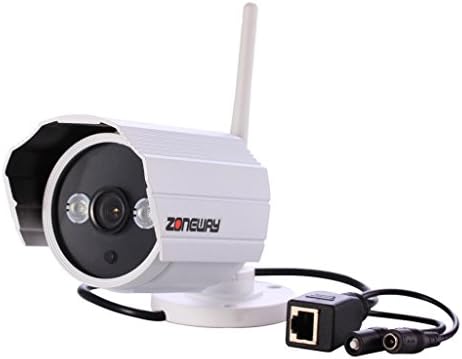 ZONEWAY ZW-NC628MW-P 720P Outdoor HD Wireless Plug and Play IP Camera with 2 Pieces IR Array LED Night Vision Up to 50ft, Built-in 8GB Micro SD Card, 3.6mm Wide Angle Lens, Motion Detection Alarm via Email and FTP