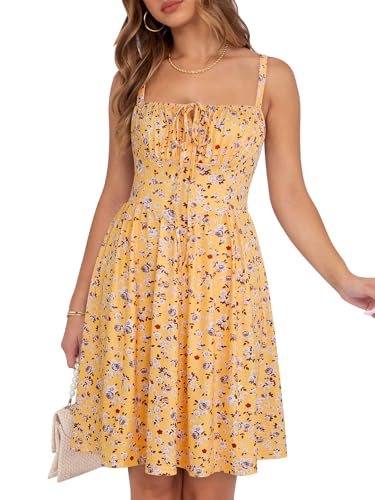 Image of YIOYOLA Womens Summer Mini Corset Casual Dresses Spaghetti Straps Lace Up Vacation Beach Sundress with Pockets 2026