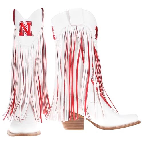 Vaccari Women's Kacey Premium PU Leather NCAA Athletics Fringe Cowboy Boots2