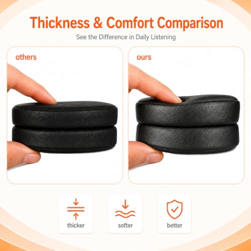 Image of Mizi Replacement Ear Pads Compatible with JBL Tune 700BT, 710BT, 720BT, 750BTNC, 760NC & 770NC Wireless Over-Ear Headphones, Soft Protein Leather Ear Cushions with High-Density Memory Foam, Black