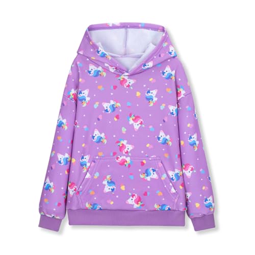 Image of WELAKEN Girls and Toddlers' Pullover Printed Hoodie Sweatshirt with Kangaroo Pocket