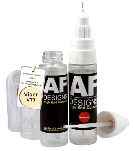 Alex Flittner Designs Lápiz de retoque compatible con Viper VT3 Manilla Cream de secado rápido + barniz transparente Tufplack Autolack