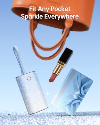Image of iWALK Sparkly 10000mAh Portable Charger, 22.5W Fast Charging Small Power Bank with Built-in USB-C Cable, Diamond Glitter Ultra-Compact Battery for iPhone 17 /17 Pro /16 /16 Pro /15, Samsung,ShinyBlue