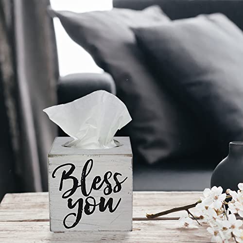 Youngs-Inc-Wood-Bless-You-Tissue-Box-Cover-Tissue-Holder-for-Farmhouse-Bathroom-Decor-Charming-Rustic-Bathroom-Decor-6-L-x-6-W-x-6-H Youngs Inc Wood Bless You Tissue Box Cover Tissue Holder for Farmhouse Bathroom Decor Charming Rustic Bathroom Decor 6 L x 6 W x 6 H
