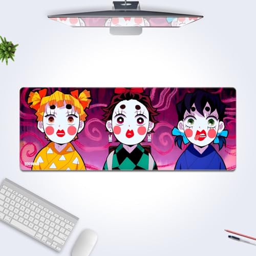 Image of Stitched Demon Slayer Anime Extended Mousepad (12x31) for Laptop, Desktop, PC and Gaming Deskmat (Stitched Edges, XL)