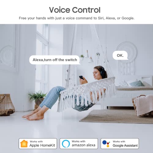 Ampai Smart Light Switch - Voice Control By Siri, Alexa, Google - Works With Homekit - 2.4Ghz Wi-Fi Smart Switch - 1 Way Single Pole - Need Neutral Wire - Feature Nfc Tap - 10A #TOP3
