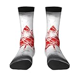 MROWYC Retro Canada Flag Patterned White mid calf...
