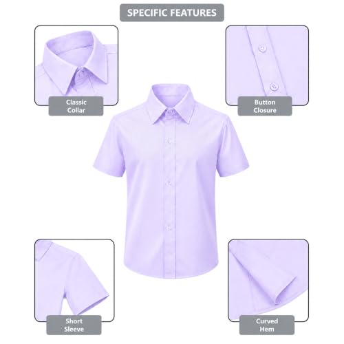 Image of Lilax Boys Classic Short Sleeve Button Down Casual Solid Dress Shirt