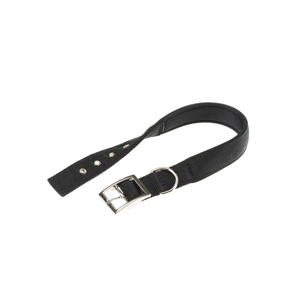 Ferplast Dog Collar Large Size Dog Collar in Padded Nylon Adjustable Metal Buckle, Neck Size 50-58 cm, Black