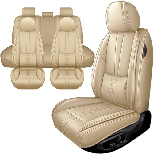 Image of Car Seat Covers for Neon,for Dodge Neon 2000-2005,Leather Full Set Seat Covers,Airbag-Compatible Car Seat Protectors,Waterproof Seat Cover for Cars(Beige,5PCS Only)