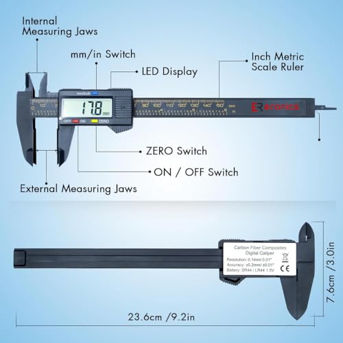 Image of Plastic Vernier caliper, Digital vernier caliper, Vernier caliper digital, 6 inch, Electronic