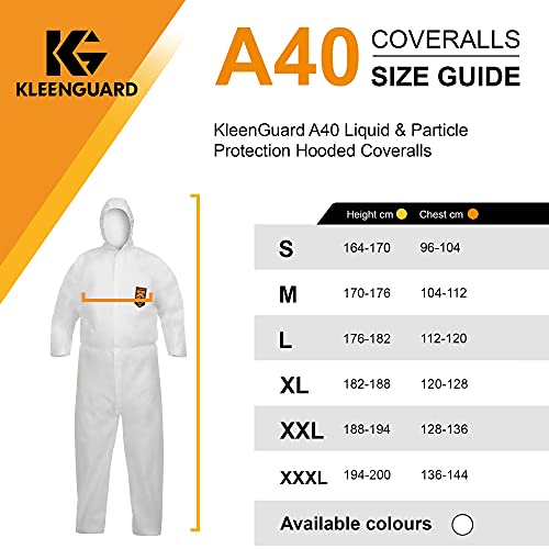 KleenGuard A40 flüssigkeitsdichter und partikeldichter Schutzanzug mit Haube 97950 – weiß, 3XL, 1x25 (insgesamt 25 Stück)