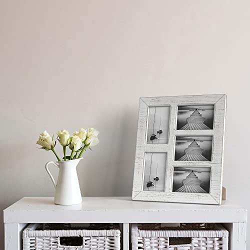 Barnyard Designs 4X6 Picture Frame, 5 Rustic Picture Frame 4X6 Frames, Distressed Wood Pictures Frames Farmhouse Picture Frames, Vertical Horizontal Display, Tabletop Wall Hanging, White, 15.75X13.75 #TOP2