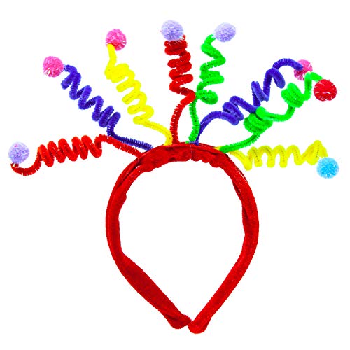 Oblique Unique Clown Kostüm Haarreif mit Glitzer Spiralen & Wackel Kugeln - Bunter Konfetti Haarreifen Accessoire für Fasching Karneval Motto Party Konfetti Kostüm - für Damen und Herren