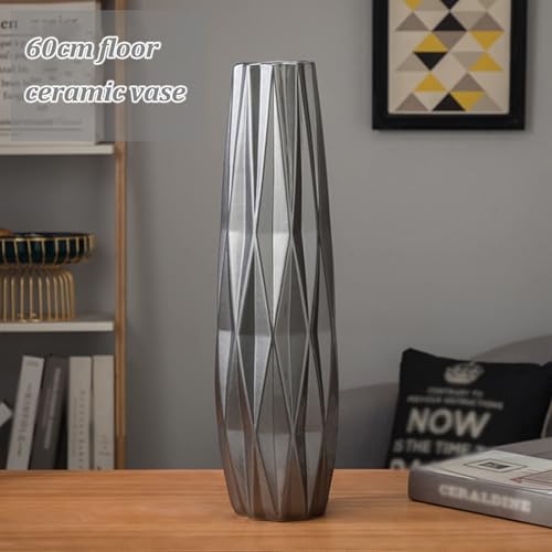 Vase de sol en céramique argenté pour fleurs séchées