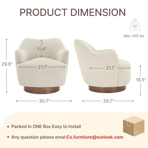 Image of KISLOT, Swivel Accent Chair, Arm Chair with Wooden Base, Linen, Set of 2