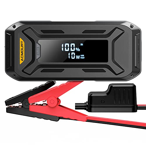 Acmount Car Jump Starter, 4000A Peak Jump Starter Battery Pack(All Gas & 10.0L Diesel Engine), 12V Portable Battery Charger Jump Starter With 3” Lcd Display, Usb Quick Charge And Led Light #TOP15