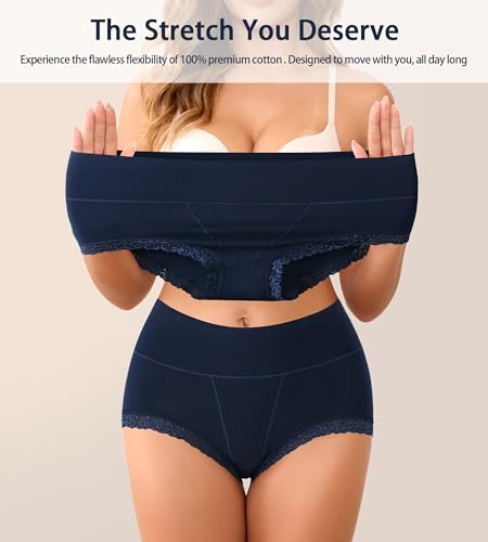 Image of Women's Cotton Underwear,Ladies Soft Stretch Tummy Control Comfy No Muffin Panties Boyshorts