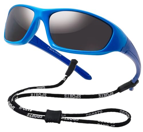 COOLSOME Kids Bendable Polarized Sunglasses for Boys Girls Age 3-10 with Strap