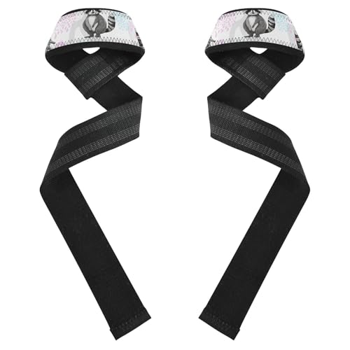 STAYTOP Cartoon Raccoon Wrist Straps for Weightlifting,Lifting Straps with Neoprene Cushioned Wrist Padded and Anti-Skid Silicone for Strength Training,Bodybuilding,Deadlifting