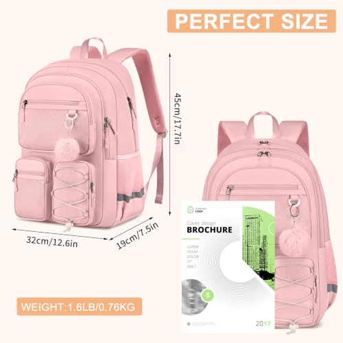 Image of Backpack Women,Stylish Ladies Backpack Water Resistant Daypack for College | 15.6 Inch Laptop Bag Travel Back Pack, Pink