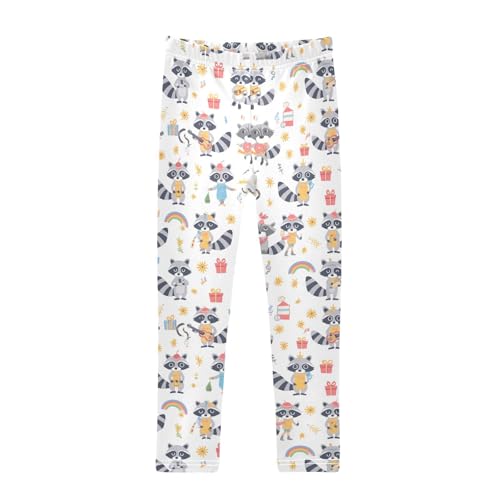 Wusikd Cute Raccoons Girls' Leggings Toddler Doodles Kids Yoga Pants Dance Active Tights 4T