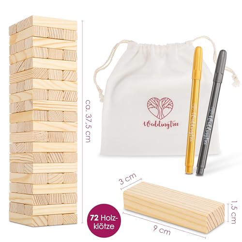 Miniatura 2 de Weddingtree Libro De Firmas Bodas Como Torre De Madera - Con 72 Piedras, Bolsa De Almacenaje Y 3 Rotuladores Metálicos - Libro Firmas Boda - Detalles Para Bodas - Album Para Firmas - Album Firmas Boda