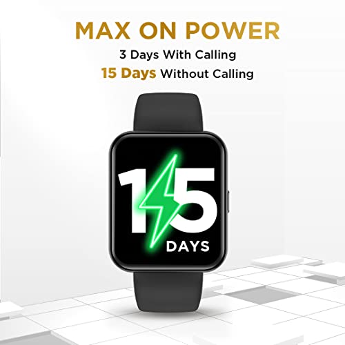 Image of GIZMORE Gizfit Blaze Max 1.85 inch IPS Display with 240 x 280 px | 450 NITS Brightness BT Calling Edge to Edge Display, Voice Assistance, Bluetooth Smartwatch (Black)